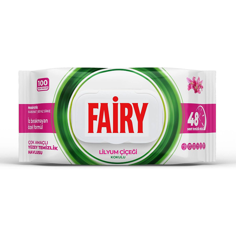 دستمال مرطوب چند منظوره فیری مدل lilyum cicegi بسته 100 عددی